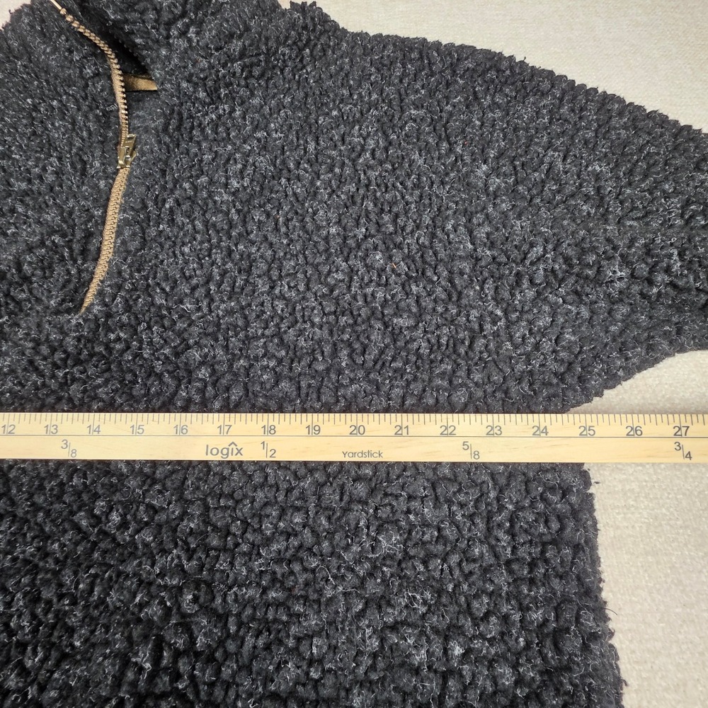 Vintage CB Sports Mens Sherpa Fleece Quarter Zip Pullover Charcoal Gray USA Made - Picture 10 of 11